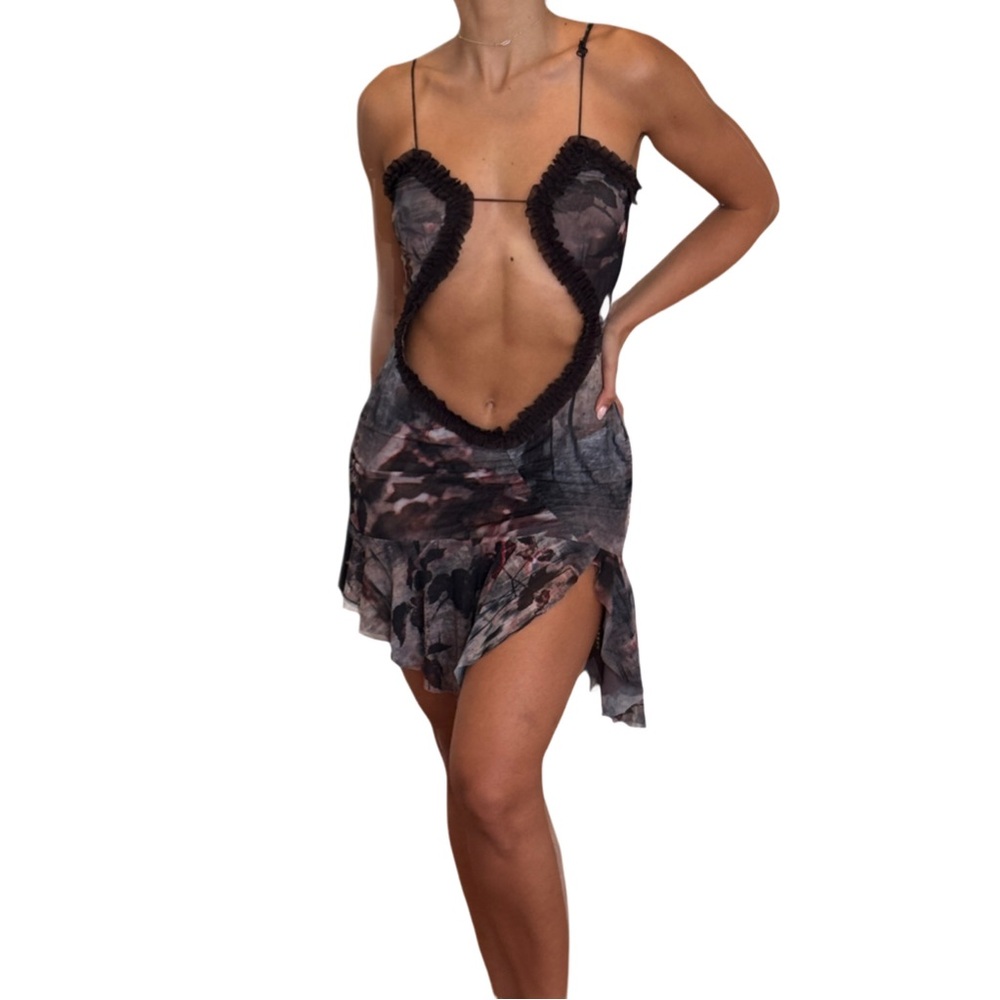 Jaded London Black and Gray Mini Dress